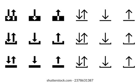 download upload icon set. vector icon design isolated on white background.