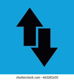 Download upload icon vector. Blue background