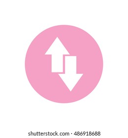 Download upload icon vector. Pink button. Pink circle