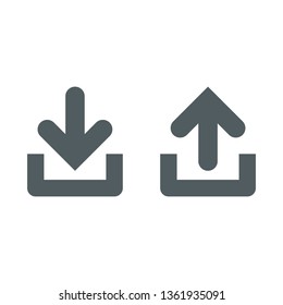 Download and upload icons. Button with arrow up and down simple icon - vector