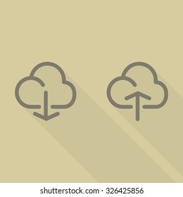 Download and upload icons. cloud and arrows