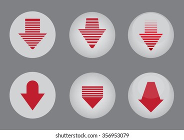 download upload icons set red vector illustration 