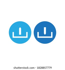 Download and Upload Multicolor Button Icon on White Background Design Vector