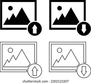 Download Or Upload Picture Icon On White Background. Download Or Upload Image Sign. Flat Style.