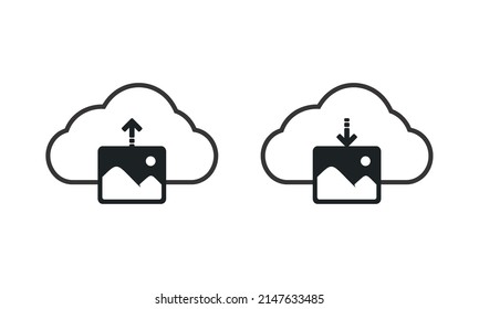 Download upload picture icon. Vector illustration