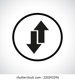 Download and upload symbol in a circle. Send and receive emails. Black flat icon.