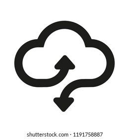 Download and upload vector icon. Flat sign for mobile concept and web design. Cloud with arrow up and down simple solid icon - vector