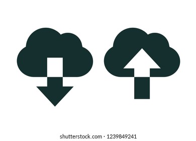 Download and upload vector icon. Flat sign for mobile concept and web design. Cloud with arrow up and down simple icon - for stock