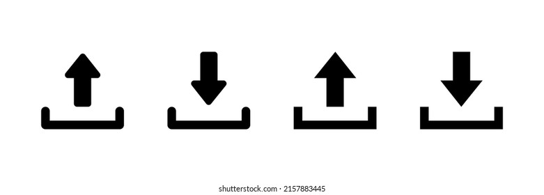 Download upload vector icon set. Downloading flat design symbol for website and apps