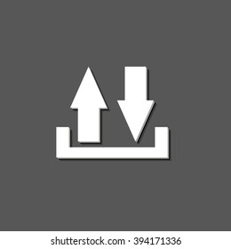 download and upload - white vector icon  with shadow