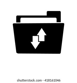 download and upload - white vector icon ; black folder