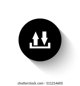download and upload - white vector  icon with shadow