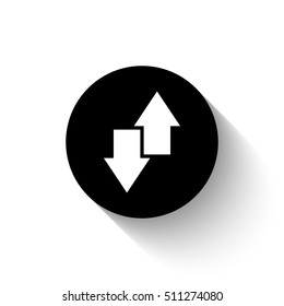 download and upload - white vector icon  with shadow