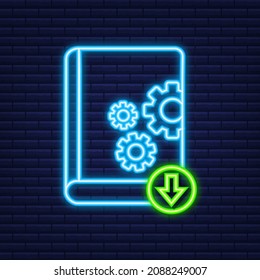 Download User manual book in flat style. Neon style. Vector illustration.