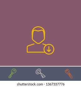 download user vector line icon.Basic element illustration.download user vector outline symbol design.Bonus broken key graphic concept
