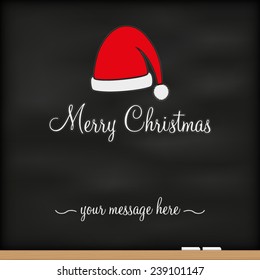 download vector christmas template message on blackboard with santa claus hat