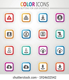 Download vector flat button icons with colored outline and shadow