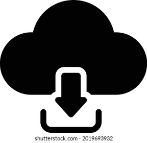 icono plano de glifo vectorial de descarga