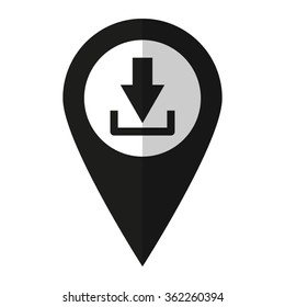 Download - vector icon;  black map pointer