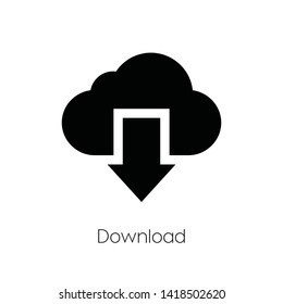 Download vector icon. Cloud computing symbol. Linear style sign for mobile concept and web design. Download symbol illustration. Pixel vector graphics - Vector.
