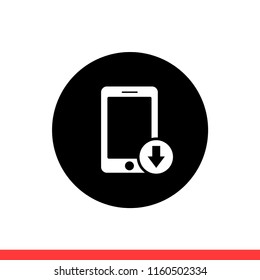 Download vector icon, down symbol. Simple, flat design for web or mobile app