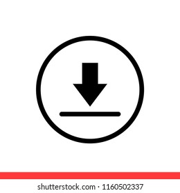 Download vector icon, down symbol. Simple, flat design for web or mobile app