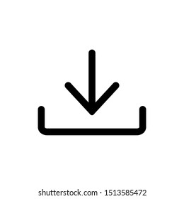 Download vector icon in flat style. Install symbol isolated on white background. Upload button. Simple download arrow symbol. Vector install abstract icon for web site design or button to mobile app.