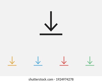 Descargar icono vectorial. Icono de ilustración del vector. Botón de descarga. Icono de vector simple. Conjunto de coloridos iconos de diseño plano.