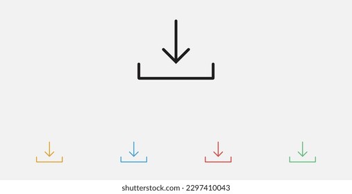 Descargar icono vectorial. Icono de ilustración del vector. Botón de descarga. Icono de vector simple. Conjunto de coloridos iconos de diseño plano.