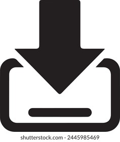 Download vector icon illustration on white background. Arrow downloading symbol.