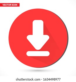 Download vector icon, install symbol. Download icon. Upload button. Load symbol.