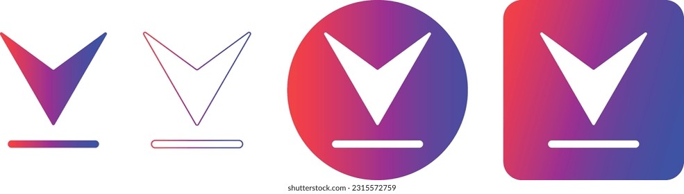 Descargar icono vectorial. símbolo de instalación. Icono de descarga. símbolo. Ilustración vectorial de gradiente moderna