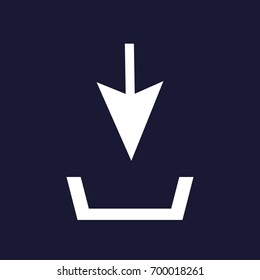 Download vector icon, install symbol. Vector icon on dark blue background.