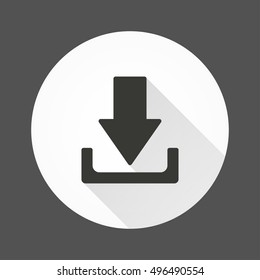 Download vector icon with long shadow. Black Illustration isolated for graphic and web design.
