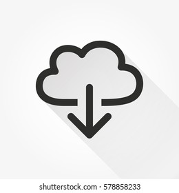 Download vector icon with long shadow. Black illustration isolated on white background for graphic and web design.