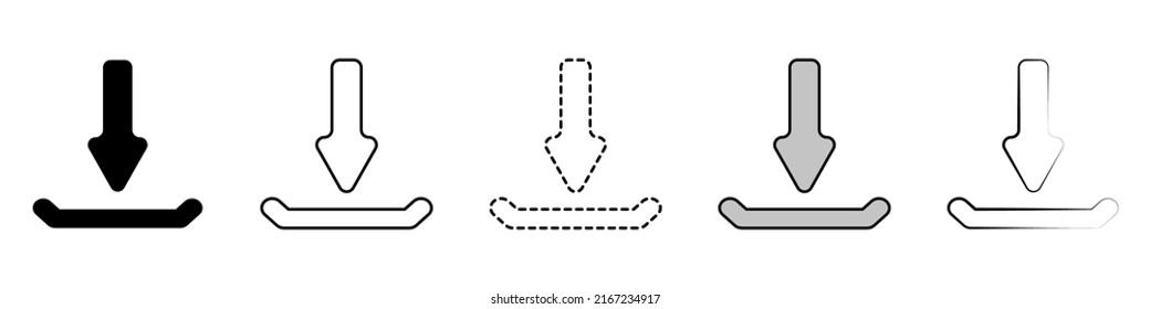 Download vector icon set. Loading linear icons set in flat style. Download icon black outline. Download logo.