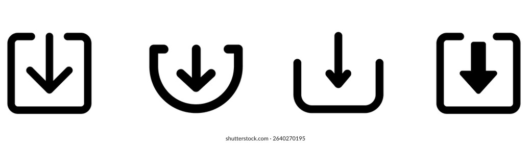 Download vector icon set. upload illustration sign collection. load symbol. interface logo or mark.