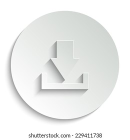 Download  -  vector icon with shadow on a round button