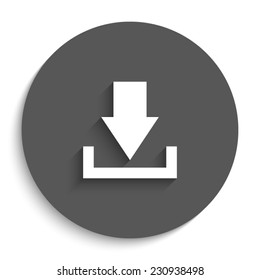 Download  - vector icon with shadow on a round grey button