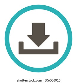 Download vector icon. This rounded flat symbol is drawn with grey and cyan colors on a white background.