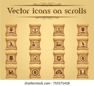 download vector icons on scrolls for your creative ideas