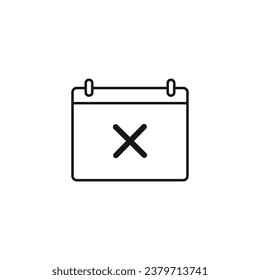 "Download a Vector Illustration of a Calendar with a Cross Mark for UI, Development, and Editing."