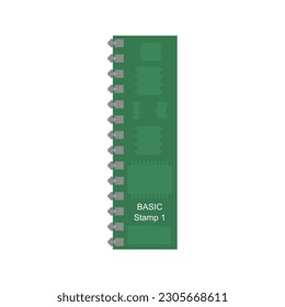 Download a vector illustration in EPS format of a Basic Stamp for use in electronic design and prototyping projects
