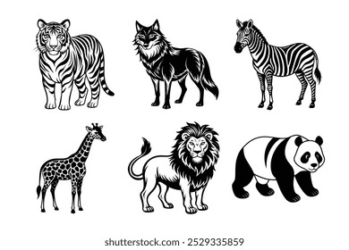 Download a versatile collection of mammals vector icons, including line art, silhouettes, logos, and clip art illustrations. Perfect for graphic design, web development.