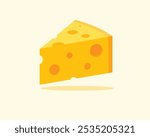 Download a vibrant cartoon-style Swiss cheese illustration featuring a yellow cheese slice with round holes. Perfect for food blogs, recipe designs, dairy product promotions, and digital food art.