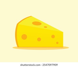 Download a vibrant cartoon-style Swiss cheese illustration featuring a yellow cheese slice with round holes. Perfect for food blogs, recipe designs, dairy product promotions, and digital food art.