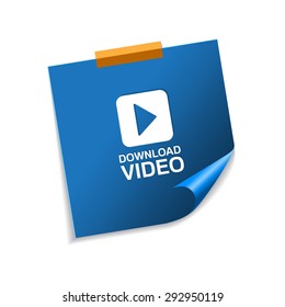Download Video Blue Sticky Notes Vector Icon Design