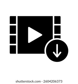 Download video icon set in black and white. Download signs vector illustration.