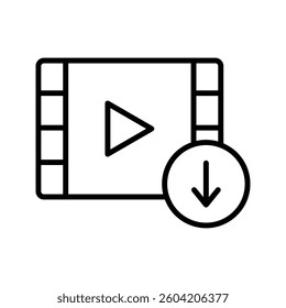 Download video icon set in black and white. Download signs vector illustration.