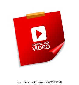 Download Video Red Sticky Notes Vector Icon Design